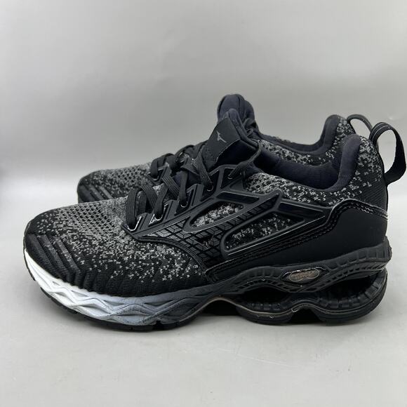 Mizuno Wave Creation Waveknit 2 Shoes Women Size 7.5 Black White Running Sneaker - Picture 3 of 8